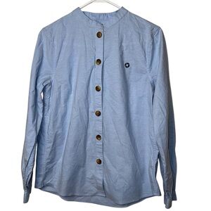 Chase Lands' End Women Light Blue Button Up Top (10)